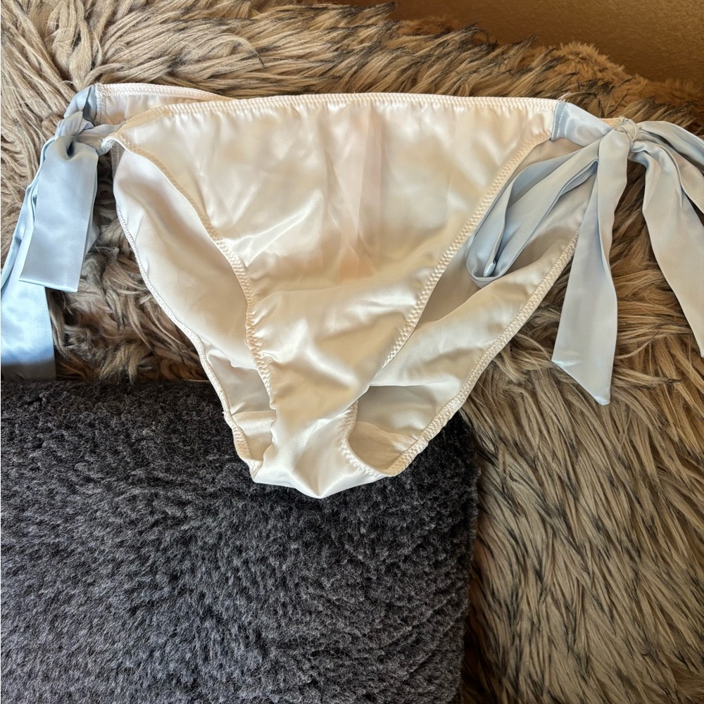 Victoria's Secret Cream and Blue Lace Trim Panties